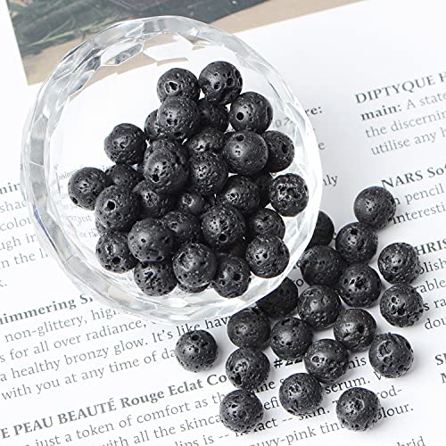 AD Beads 8mm Natural Round Loose Beads 110 Pieces, for Making 108 Mala Prayer Beads Necklace, Bracelet & Yoga Meditation, Jewelry Design (Black Lave) - color: Black Lave, size: 8mm-110pcs