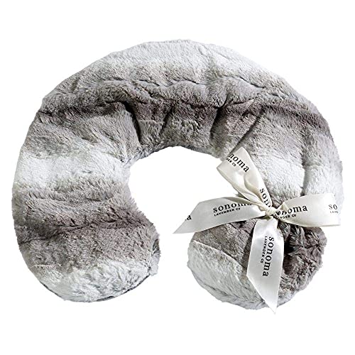 Sonoma Lavender Luxury Lavender Heatable/Chillable Neck Pillow, Microwaveable for Neck and Shoulders with Removable Washable Covers, Great for Relaxation and Pain Relief (Angora Platinum) - color: Angora Platinum