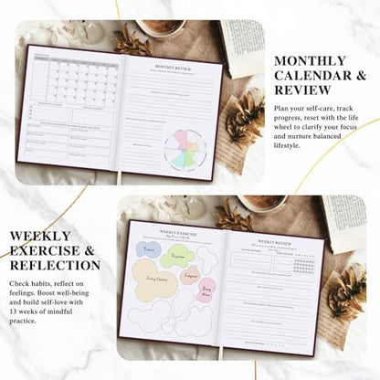 Lanpn Self Care Journal for Women, Self Love Guided Journals with Prompts, Daily Reflection Wellness & Gratitude Planner, 5 Minute Mental Health Notebook, Mindfulness Mood Log, 240 Pages, Purple - color: Purple