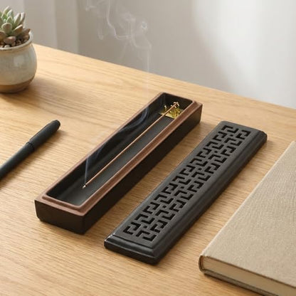 CEREMONY Incense Holder for Sticks, Ceramic Insence-Stick Holder Ash Catcher, Incense Holder Timkburner for Meditation Yoga Spa Room Incense Holder (Lever Brown) - color: Lever Brown