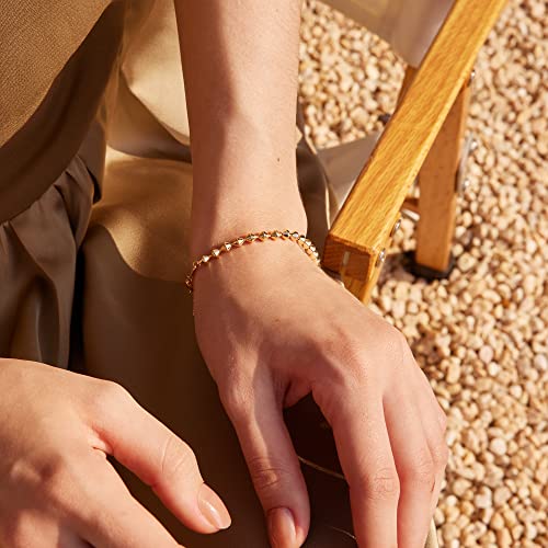 Gold Bracelets for Women 14K Gold Plated Simple Link Chian Bracelets Cute Dainty Charm Bracelets for Women Gold Jewelry - style: Bead-Rhombic