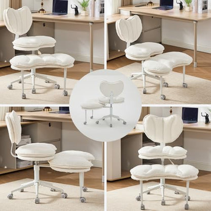 Meditation Chair with Wheels, Ergonomic Criss Cross Chair, Adjustable ADHD Floor Sitting Chair, Swivel Cross Legged Office Chair with High Back, Kneeling Posture Chair, Comfortable Fabric（Beige） - color: （fabric）beige
