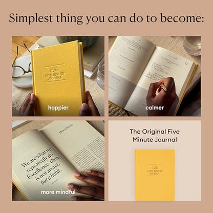 Intelligent Change The Five Minute Journal, Original Daily Gratitude Journal 2025, Manifestation Journal for Mindfulness, Undated Daily Journal with Gold Foiling, Plastic-Free, Yellow - color: Sunshine Yellow