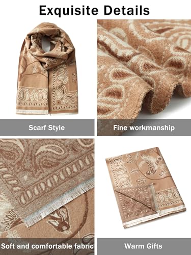 Women's Reversible Pashmina Shawl Wrap for Women Big Scarf Holiday Gifts - color: 06-brown