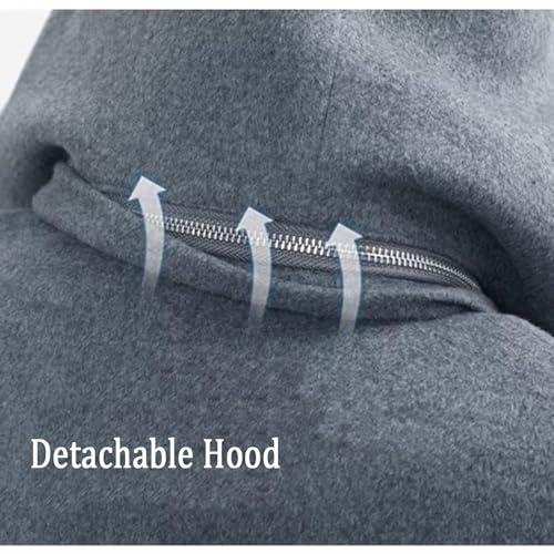 Meditation Cloak with Removable Zipper Hood Prayer Warm Robe Cozy Cape Poncho Women Men Oversize Coat - color: Gray, size: Medium