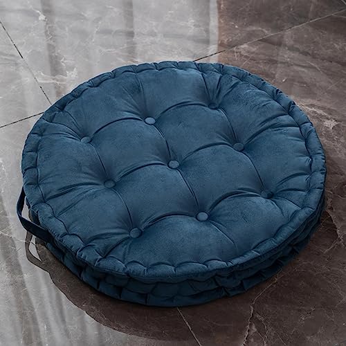 MOJUN Round Meditation Floor Pillow, Large Pillows Seating for Adults, Thicken Round Dutch Velvet Floor Cushion Pillow with Handle for Yoga Living Room Chair Tatami Decor, Dark Blue - color: Blue