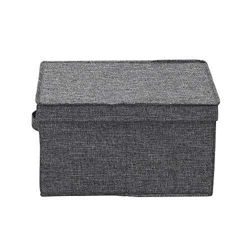 Household Essentials Large Fabric Storage Bins with Lids, Graphite, Set of 2 - color: Graphite