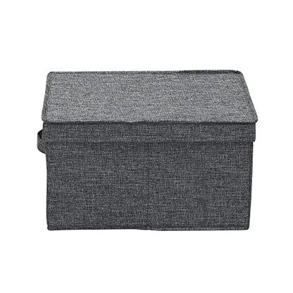 Household Essentials Large Fabric Storage Bins with Lids, Graphite, Set of 2 - color: Graphite