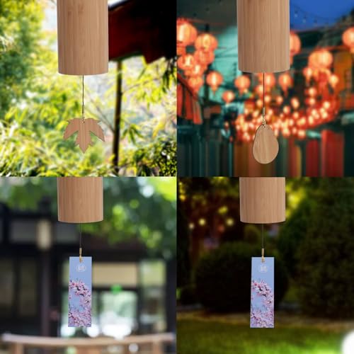 Meditation Chimes, Bamboo Wind Chimes, Wood Wind Chimes for Sound Healing, Meditation, Relaxing, Unique Decor Gift for Outdoor