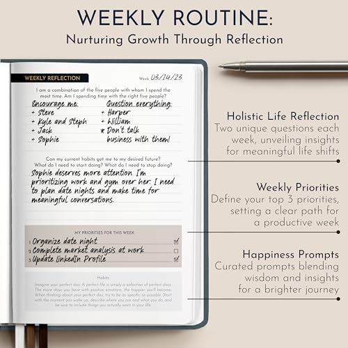 Premium Gratitude Journal for Men – 6 Month Guided Daily Prompts, Habit Tracker – Hardcover, 249 Pages, Lay Flat, 100gsm Paper – Mens Mindfulness Gifts, Mental Health, Self Mastery, Gift Boxed - color: Men - Gray
