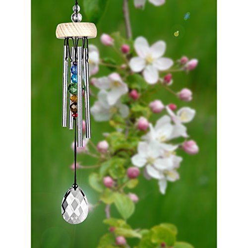 Woodstock Wind Chimes for Outside, Garden, Patio, Porch and Outdoor Decor (10'') Gem Drop Chime Prism Small Wind Chimes Christmas/Hanukkah Gifts (GEMPR)