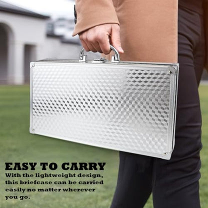 Aluminum Case with Lock Portable Metal Hard Suitcase Professional Clipper Case Aluminum Briefcase with Ripple Foam,Sliver (13.7x7.5x2.5Inch), Sliver, fashion