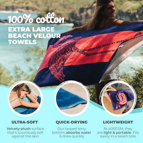 Nova Blue Flamingo Beach Towel – Pink and Purple with A Cute Design, Extra Large, XL (34”x 63”) Absorbent & Portable, Lightweight, Pink Beach Towel, Made from 100% Cotton - color: Flamingo