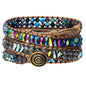JR.DM Boho Beaded Bracelets for Women - Handmade Adjustable Crystal Natural Stone Bead Wrap Bracelets, Bohemian Jewelry Braided for Unique Birthday Gifts - color: A4 Blue Emperor Stones
