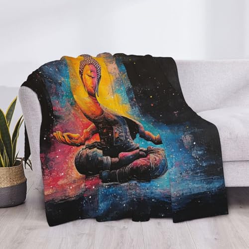 Fleece Blanket,Zen Meditation,Ultra-Soft Flannel Throw Featuring Seated Buddhist Monk,Lightweight and Warm,Peaceful Design for Yoga,Mindfulness,Gifts for Family and Friends 30X40 inch