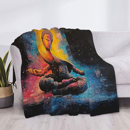 Fleece Blanket,Zen Meditation,Ultra-Soft Flannel Throw Featuring Seated Buddhist Monk,Lightweight and Warm,Peaceful Design for Yoga,Mindfulness,Gifts for Family and Friends 30X40 inch