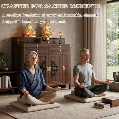 Personal Shrine Altar Table, Solid Wood Frame Buddhist Altar Cabinet, Meditation Prayer Table with Drawer (Brown, 78cm/30.7in) - size: 78cm/30.7in