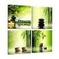 Pyradecor Modern 4 Panel Stretched Contemporary Zen Canvas Prints Perfect Bamboo Green Pictures on Canvas Wall Art for Home Office Decorations Living Room Bedroom - size: 30x30cmx4pcs (12x12inchx4pcs)