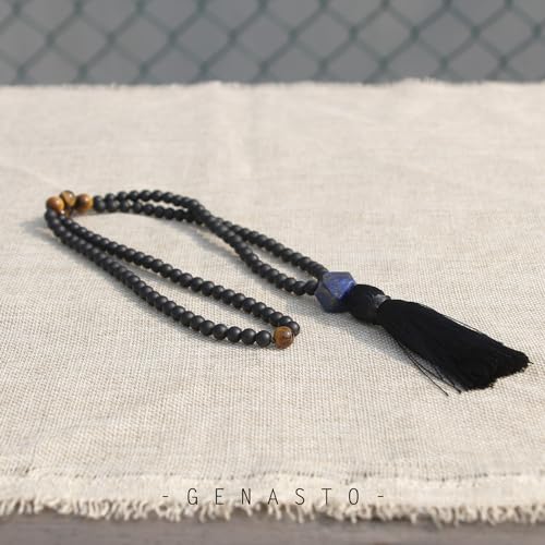 Mala Prayer Beads Necklace for Men - Protection Healing Crystal Beaded Necklace Japa Mala Necklaces with Tassel Natural Stone Jewelry for Meditation and Yoga