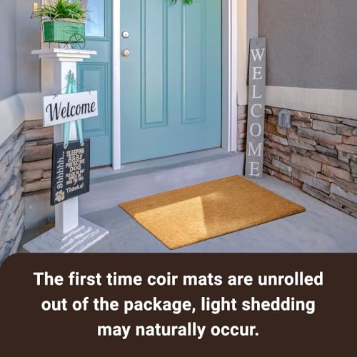 Coco Coir Door Mat with Heavy Duty Backing, Welcome Doormat (17" x 30"), Doormat Entrance (Plain - 8Pack) - color: Plain - 8pack