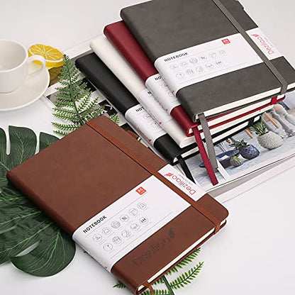 Lined Journal Notebooks with Pen Loop, Hardcover Notebook Journal for Work, 100Gsm Premium Thick Paper with Inner Pocket, Medium 5.7"x8.4", （Brown, Ruled） - color: Brown