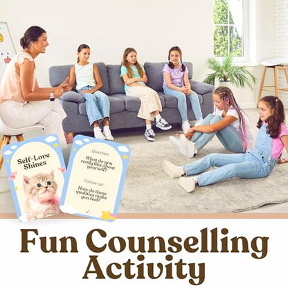 Pawsitive Talk - 50 Mindfulness Converstion Starter Cards for Kids Children and Parents - Meaningful Conversations on Emotions and Wellness Autism Learning
