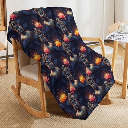 Office Nap Thin Flannel Blanket Meditation Religion Lotus Art, Lightweight Soft Plush Throw Blanket, Compact Travel Blanket for Camping, 50x60 Inches - color: Pattern (333), size: Standard Size 50x60 Inches
