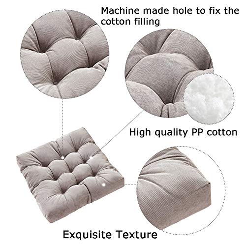 Tiita Outdoor Chair Cushions 22" x 22" Square Seat Pillows Set of 2 Throw Floor Pads for Patio Garden Furniture Chairs Office Livinh Room, Grey