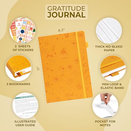 Clever Fox Gratitude Journal Large – Happiness, Positivity & Affirmation Journal – Inspirational Daily Notebook, 3 Months, 8.3x11” (Amber Yellow) - color: Amber Yellow, size: A4 (8.5" x 11")