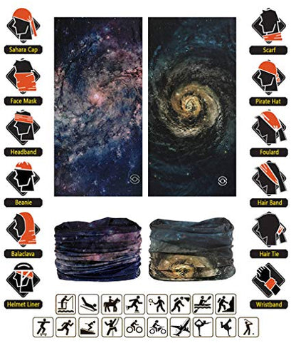 Headband Neck Gaiter Head Wrap Headwear Face Mask Magic Scarf Bandana for Men and Women - color: 6pc.new Black Series