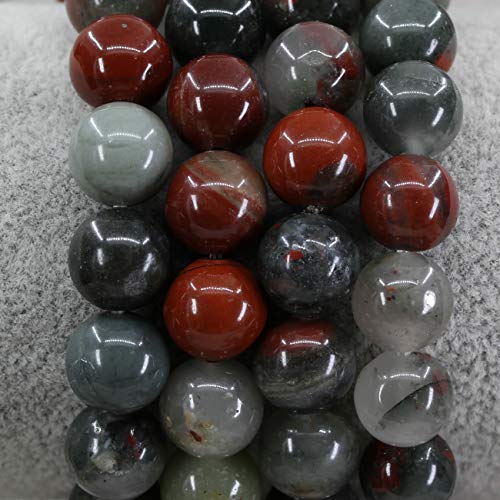 Amandastone Natural Gemstone 10mm Round Beads Stretch Bracelet 7 Inch - color: African Bloodstone