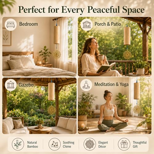 Handmade Bamboo Meditation Wind Chime/Superbly pleasant to the ear/Instantly calms the mind/Perfect for Christmas/Birthdays/Mother's Day/Housewarming/The Gift of Breathable Peace