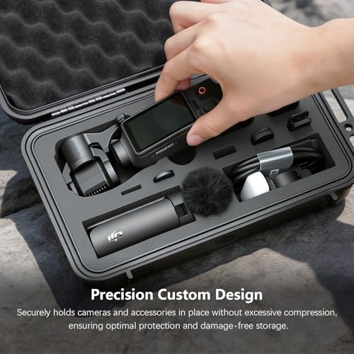 AMAZEAR Waterproof Hard Case Compatible with DJI OSMO Pocket 4 / Xtra Muse, Pocket4 Creator Combo Accessories Small Hard Shell Cover Travel Box for Carrying, Protection, Storage, Organization, Black
