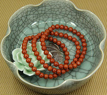 Angelstones Handmade Natural Healing Gemstone 6mm Round Beads Stretch Crystal Bracelet 7 Inch Unisex - color: Red Jasper