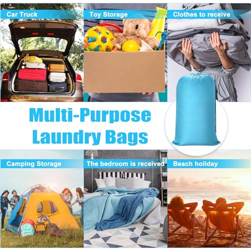 Nuogo 20 Pcs Laundry Bag Washable Travel Laundry Bags with Drawstring Lock Closure Large Heavy Duty for Camping Tent Blankets Dirty Clothes Yarn Fabric Storage, 38 x 24 Inches(Black, Blue, Pink) - color: Black, Pink, Blue