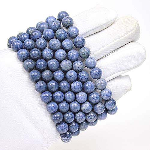 MJDCB Featured Men Women 8mm Beads Bracelet Elastic Natural Stone Yoga Bracelet Bangle 6.7" - color: Blue Coral