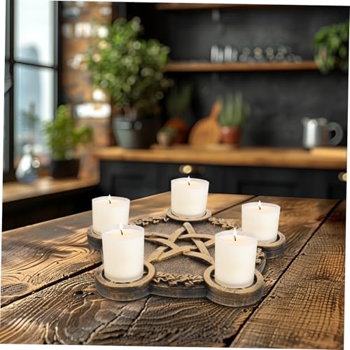 1pc Pentacle Star Candleholder Decorative Altar Prop for Rituals Wiccan Ceremonies Energy Gathering Mystical Design Bright Copper Finish