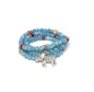 Calm and Patience, 108 Aquamarine Mala Beads, Elephant Necklace, Wrap Gemstone Bracelet, Chakra Balance, Meditation, Japa Mala