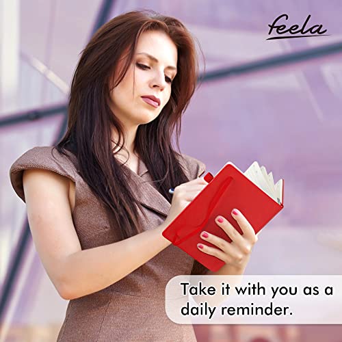 feela 3 Pack Notebooks Journals Bulk with 3 Black Pens, A5 Hardcover Notebook Classic Ruled Lined Journal Set with Pen Holder for Work Business Journaling Note Taking, 120 GSM, 5.1”x8.3”, Red - color: 3 Pack red