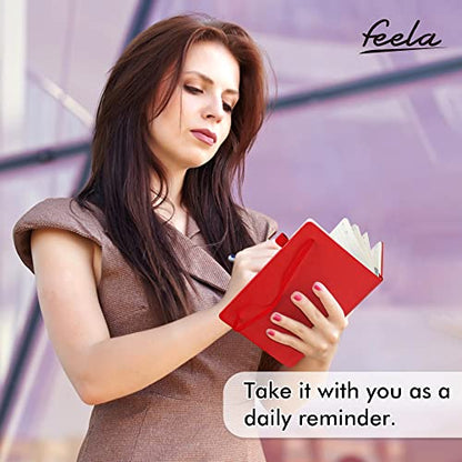 feela 3 Pack Notebooks Journals Bulk with 3 Black Pens, A5 Hardcover Notebook Classic Ruled Lined Journal Set with Pen Holder for Work Business Journaling Note Taking, 120 GSM, 5.1”x8.3”, Red - color: 3 Pack red