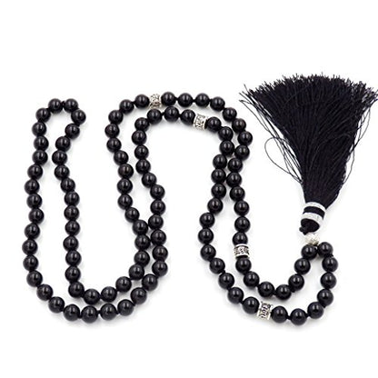 mala Beads Necklace for Women Man, mala Bracelet, Prayer Beads Necklace - color: black onyx