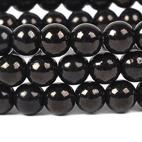 Justinstones Gem Semi Precious Gemstone 6mm Round Beads Stretch Bracelet 6.5 Inch Unisex - color: Jet lignite