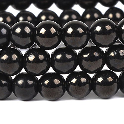 Justinstones Gem Semi Precious Gemstone 6mm Round Beads Stretch Bracelet 6.5 Inch Unisex - color: Jet lignite