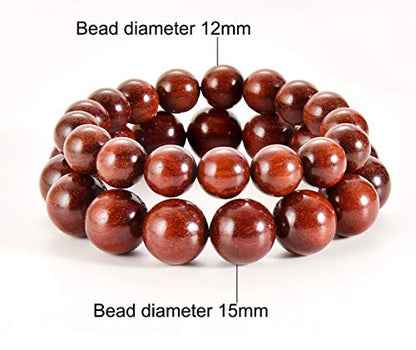 Prayer Bead bracelet Mala Beaded Bracelets for Men Women 12/15MM … - color: 15mm 15 beads Rosewood