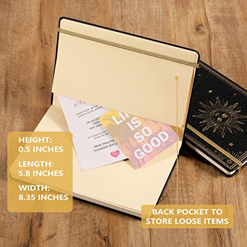 Artfan Ruled Notebook/Journal – Premium Thick Paper Classic Writing Notebook with Pocket + Page Dividers Gifts, Banded, Large, 128 Pages, Hard Cover, Lined (5.3" x 8.26") - Black - color: BLACK1