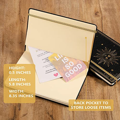 Artfan Ruled Notebook/Journal – Premium Thick Paper Classic Writing Notebook with Pocket + Page Dividers Gifts, Banded, Large, 128 Pages, Hard Cover, Lined (5.3" x 8.26") - Black - color: BLACK1