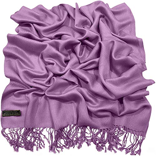 CJ Apparel Solid Color Tassels Design Nepalese Shawl Scarf Wrap Stole Throw Head Wrap Pashmina Gift Hand Made in Nepal New - color: Mauve