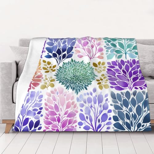 Abstract Floral Composition Fleece Blanket, Artistic Purples Flower, Lightweight Blankets for Meditation Spaces,for All Seasons,Very Suitable for Keeping Warm in Winter and Autumn 80"X60" - size: 80”X60”