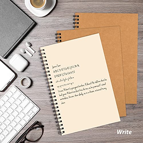 7 Pack Blank Spiral Notebook, A5 Unlined Notebook, 100 Pages Journal Sketch Books 8.3"x 5.5" Soft Cover Kraft Diary Planner, 50 Sheets for School Travel Office (Brown)