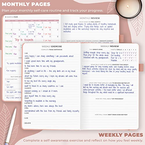 Clever Fox Self-Care Journal – Daily Reflection Notebook – Mental Health & Personal Development Planner, Meditation & Mood Log, A5 (Light Pink) - color: Light Pink, size: A5 (5.8'' x 8.3'')